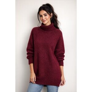 Gitano Burgundy Mock Neck Mohair Blend‎ Sweater Size S